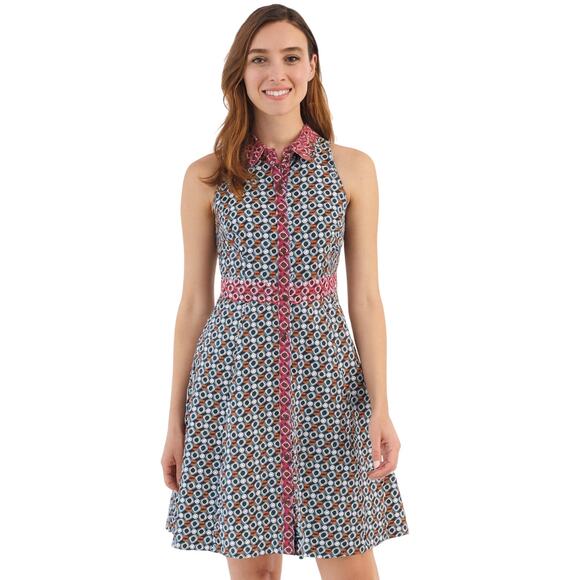 Maeve by Anthropologie Geometric Print Button Front Sleeveless A-Line Dress sz 6 - Picture 1 of 6